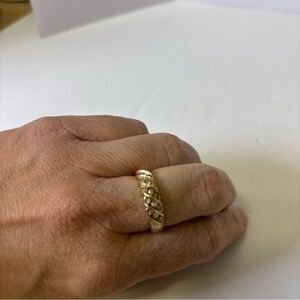 10K Yellow Gold Baguette Croissant Ring. Size 7.